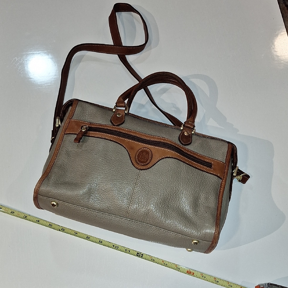 Stylish Taupe and Brown Vintage Leather Handbag